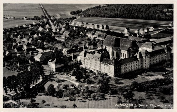 Postcard Wiblingen Ulm an der Donau Baden, aerial photograph