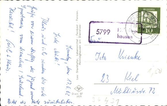 KP Landpoststempel 5799 Helminghausen