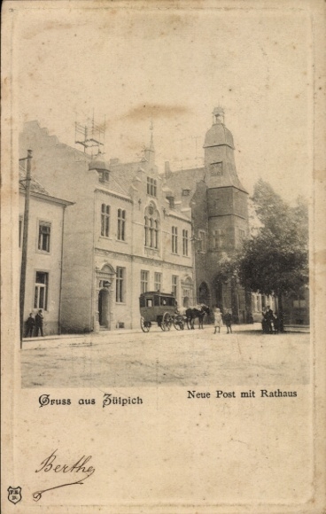 Postcard Zülpich North Rhine Westphalia, Neue Post, Town Hall