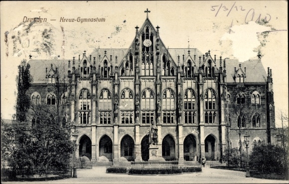 Ak Dresden Striesen, uitzicht vanaf het Kreuz Gymnasium