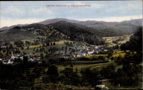 Postcard Kandern in the Black Forest Baden, general view, Malsburgertal
