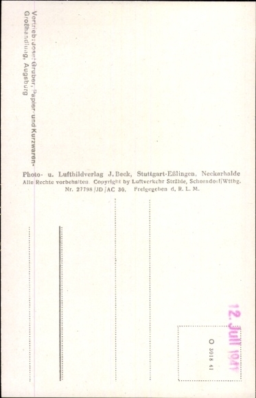 Postcard Augsburg in Schwaben, aerial photograph
