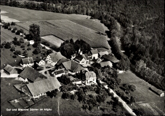 Ak Dürren Kißlegg im Allgäu, Gut, brouwerij, luchtfoto