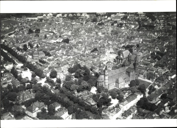 Postcard Worms am Rhein, aerial photograph