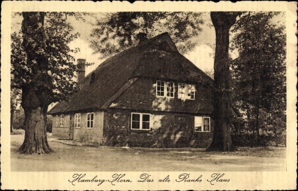 Postcard Hamburg Mitte Horn, The old rough house