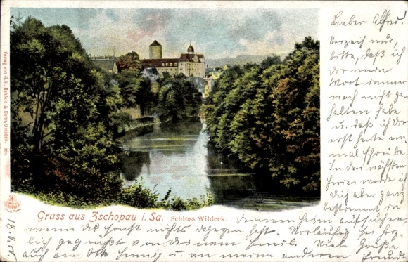 Ak Zschopau im Erzgebirge Sachsen, Schloss Wildeck