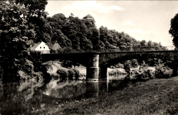 Ak Wolkenburg an der Mulde Limbach Oberfrohna Sachsen, Brücke