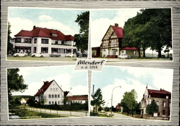 PC Allendorf an der Eder, train station, Bahnhofstrasse, village community center, cars
