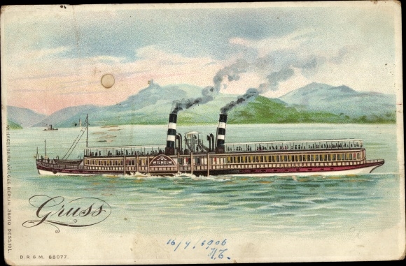 litho salonstoomboot MS Wilhelm