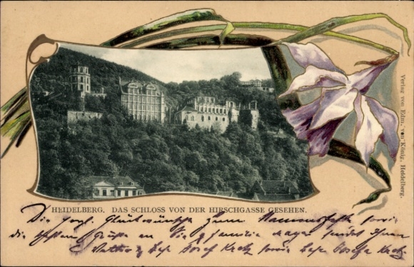 Präge Passepartout Ak Heidelberg am Neckar, Schloss von der Hirschgasse gesehen