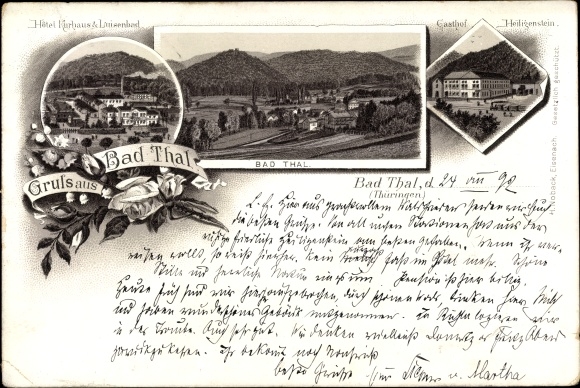 Forerunner Thal Ruhla in the Wartburg district of Thuringia, Hotel Kurhaus, Luisenbad, Gasthof Heiligenstein