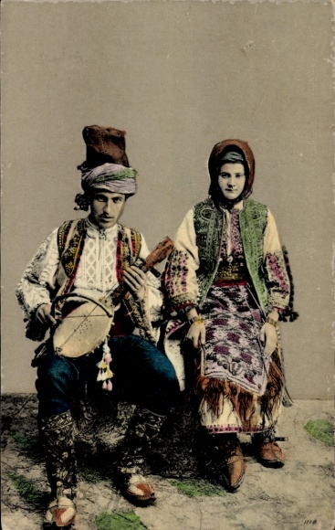 Postcard Bosnia Herzegovina, violin player, folk costume
