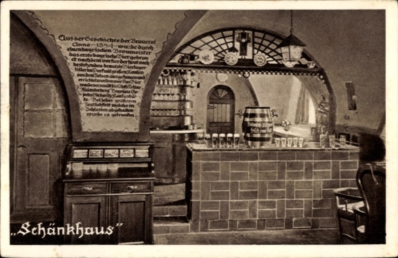 Postcard Flieden in the district of Fulda in Hesse, Rückerser Braustübl, tavern, guest room, bar