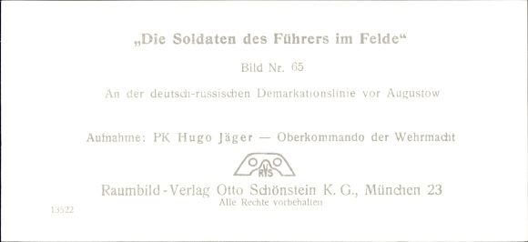 Stereo spatial image photo &quot;The soldiers of the Führer in the field&quot;, No. 65, Augustow