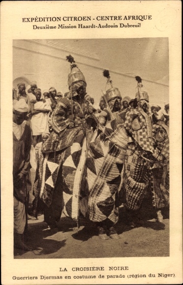 Ak Niger, Guerriers Djermas en costume de parade, Expedition Citroen, Croisiere Noire,Haardt Audouin