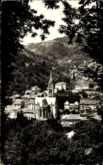 Ak Vals les Bains Ardèche, Panorama, Thermalzentrum, Kirche