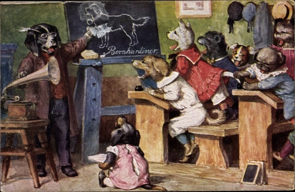Artysta Ak Thiele, Arthur, humanizowane psy, nauczanie języka, klasa szkolna, nauczyciel