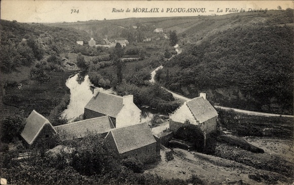 Postcard Morlaix Finistère, Route de Morlaix a Plougasnou, La Vallee du Dourduff