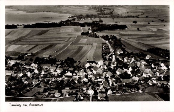 Postcard Inning am Ammersee Upper Bavaria, aerial photograph