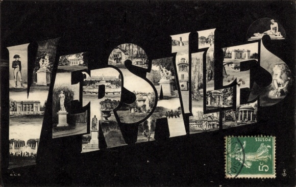 Ak Versailles Yvelines, Buchstaben, Denkmäler, Statuen, Gebäude,