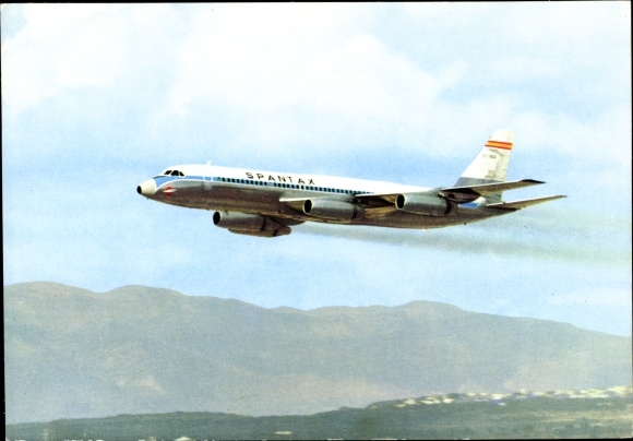 Postcard Spantax Spanish passenger aircraft, Convair CV 990 A Coronado
