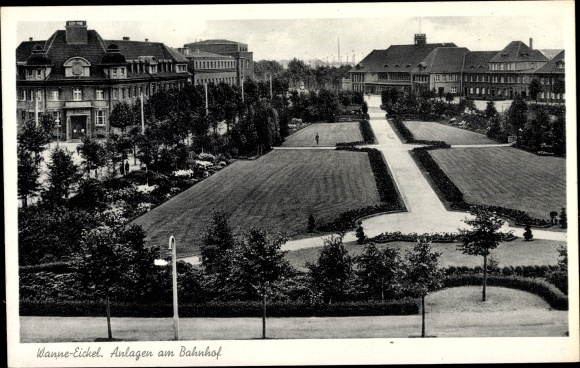 Postcard Wanne Eickel Herne in the Ruhr area, systems at the station