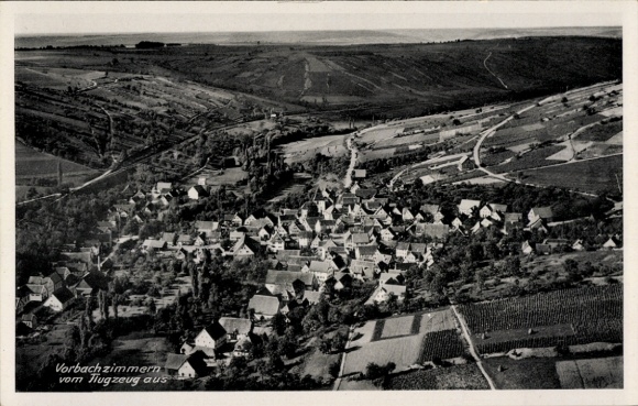 Postcard Vorbachzimmern Niederstetten in Württemberg, aerial photograph