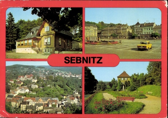 Ak Sebnitz Sächsische Schweiz, Verschiedene Ansichten von  Postkartenstil, Text 'SEBNITZ'