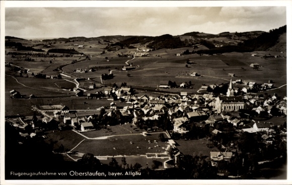 Postcard Oberstaufen in Allgäu, aerial photograph