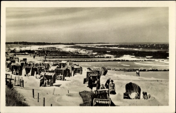 Postcard Ostseebad Zingst, beach, beach chairs