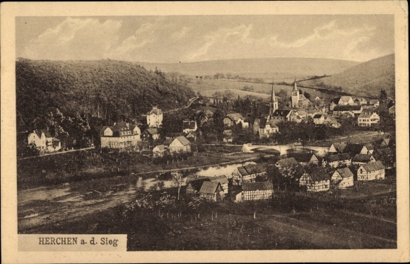 Postcard Herchen Windeck at the victory, general view