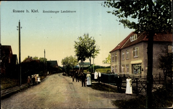 Illuminated window Postcard Russee Kiel, Rendsburger Landstraße, commercial building