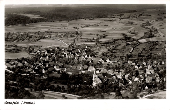 Ak Sennfeld Adelsheim in Baden, Fliegeraufnahme