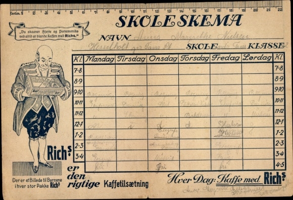Timetable RICH&#39;s new coffee addition, packaging around 1920