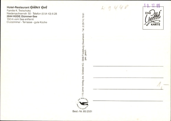 Postcard Hüde am Dümmer Lower Saxony, Hotel Hüder Hof