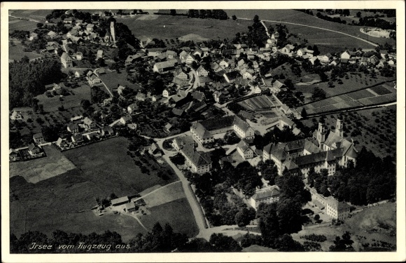 Postcard Irsee in Ostallgäu, aerial photo