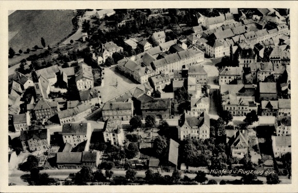 Postcard Hünfeld in Hesse, aerial photograph