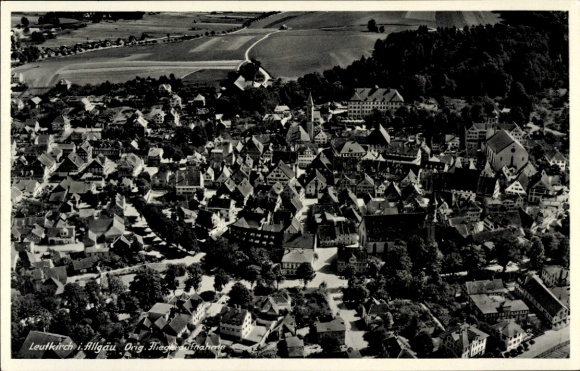 Ak Leutkirch im Allgäu Württemberg, Fliegeraufnahme