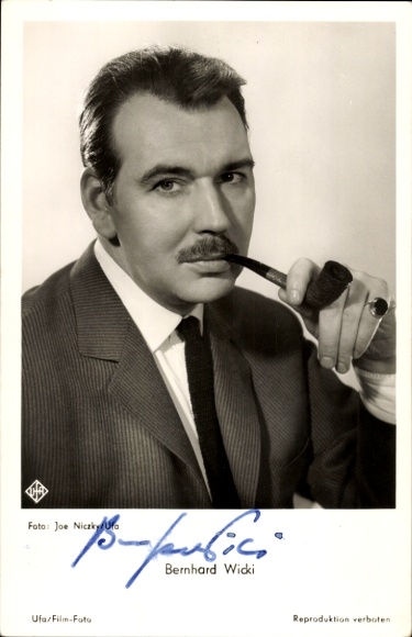 Postcard actor Bernhard Wicki, portrait, autograph