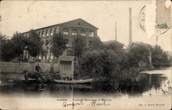 CPA Brionne Eure, Filature Boieldieu et Melliez
