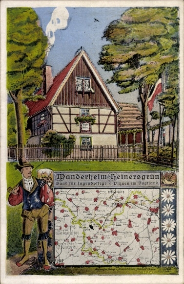 Artist Postcard Heinersgrün Weischlitz im Vogtland, hiking lodge, Association for Youth Care Plauen im Vogtland
