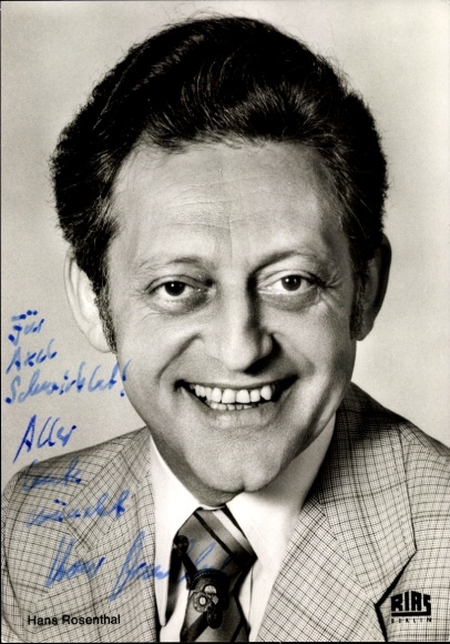 Postcard director and presenter Hans Rosenthal, portrait, autograph, suit, tie