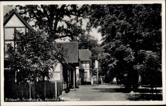 Postcard Pritzwald in the Prignitz, Forsthaus and Hainholz Restaurant