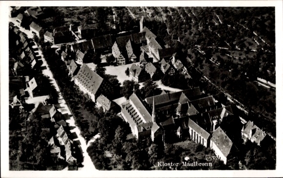 Postcard Maulbronn in the Enzkreis Baden Württemberg, aerial photograph, monastery