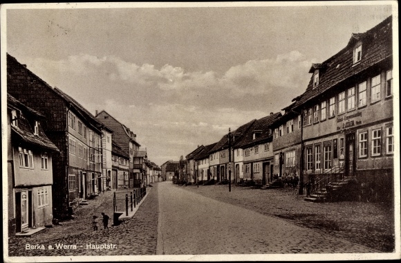 Postcard Berka on the Werra Thuringia, main street, plot