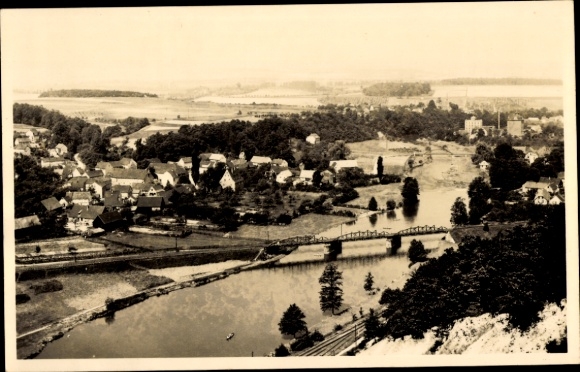 Ak Wunschendorf an der Elster, panorama met brug