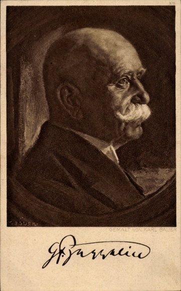 Artist Postcard Bauer, Karl, Ferdinand Graf von Zeppelin, portrait