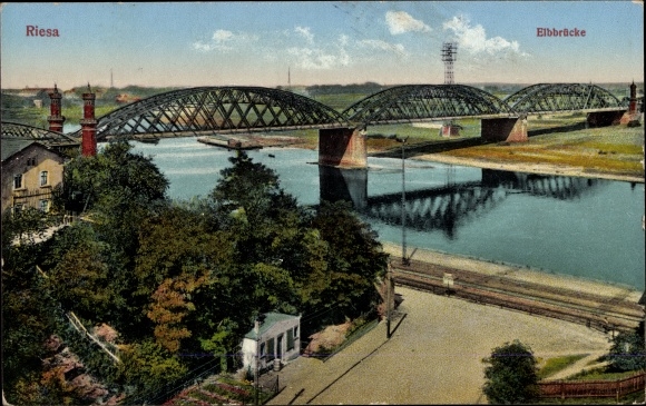 Ak Riesa an der Elbe Sachsen, Elbbrücke