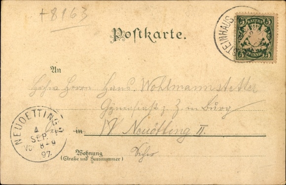 Chromo-Litho Bayrischzell in the Mangfall mountains of Upper Bavaria, Wendelstein, little church, Wendelsteinspitze