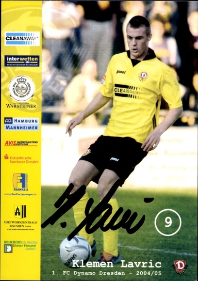 Autogrammkarte Fußballer Klemen Lavric, SG Dynamo Dresden, Autogramm